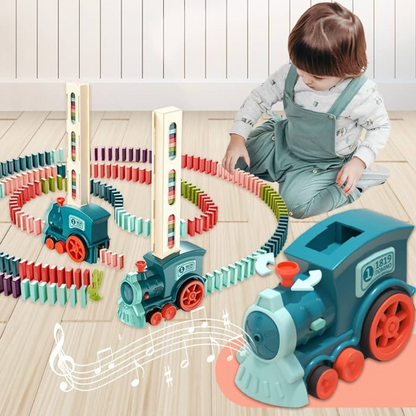 Set trenulet electric cu piese domino, cu luminite si sunete