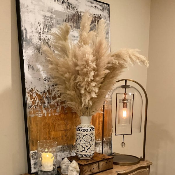 Large Pampas Grass uscat, calitate premium, pentru decoruri (+ O VAZǍ GRATUIT)